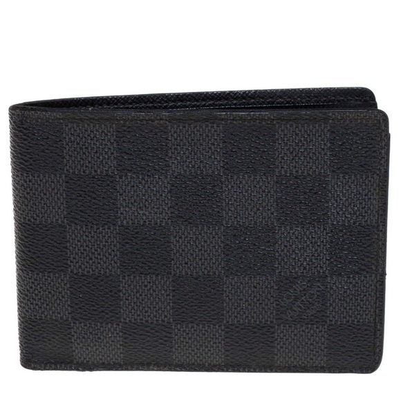 LOUIS VUITTON Multiple Damier Graphite Bifold Wallet Black w/ Dust Bag + Box